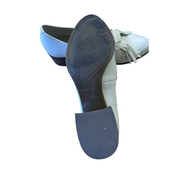 Marc Fisher Phylicia Loafers Womens 6.5 Cream Solid Tassle Chunky Heel Classic - Picture 8 of 11